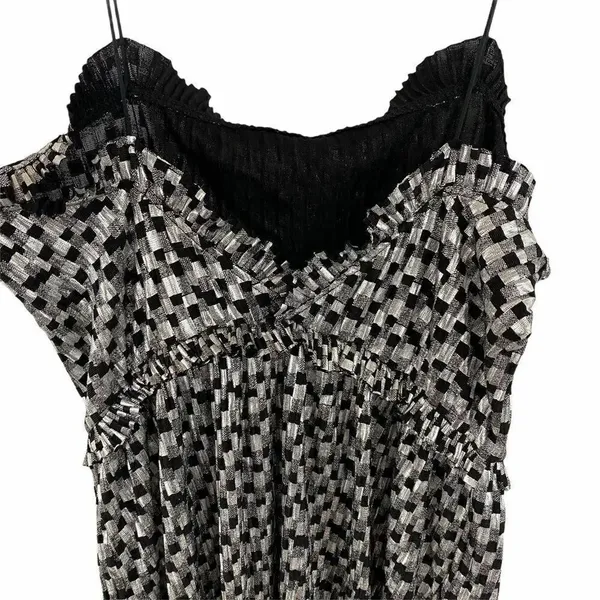 Zara Metallic silver black Cocktail mini Dress - Image 9