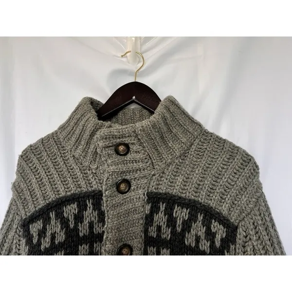 Hollister West Coast Hand Knit Sweater Aztec Cardigan Chunky Thick Western - Image 2