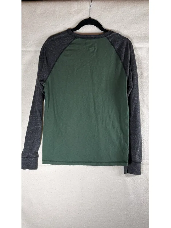 American Eagle Eagle Logo Raglan Long Sleeve T Shirt Green Gray Women’s M - Image 6