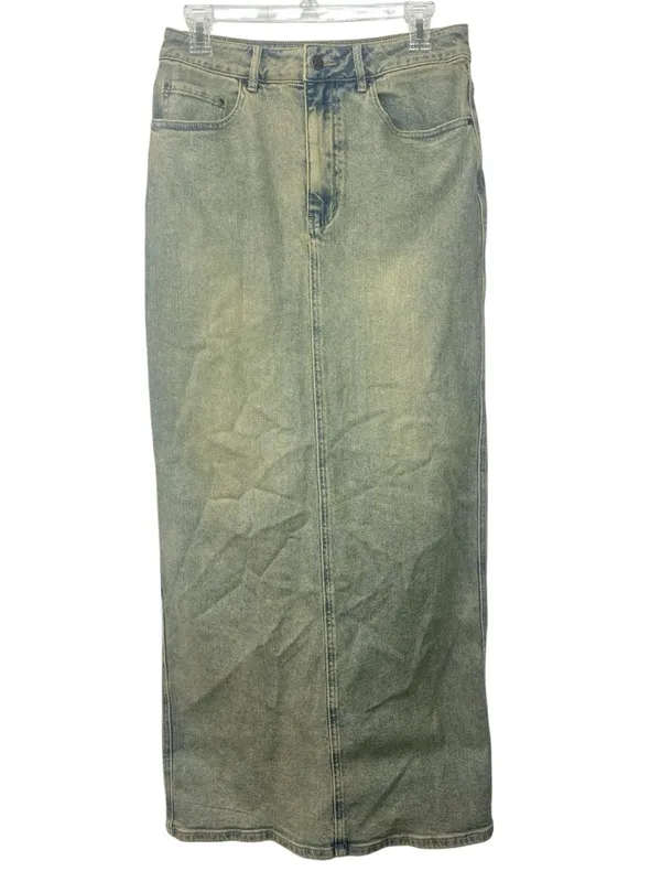 AFRM Amiri Long Denim Maxi Skirt in Mellow Tint Wash - Image 2