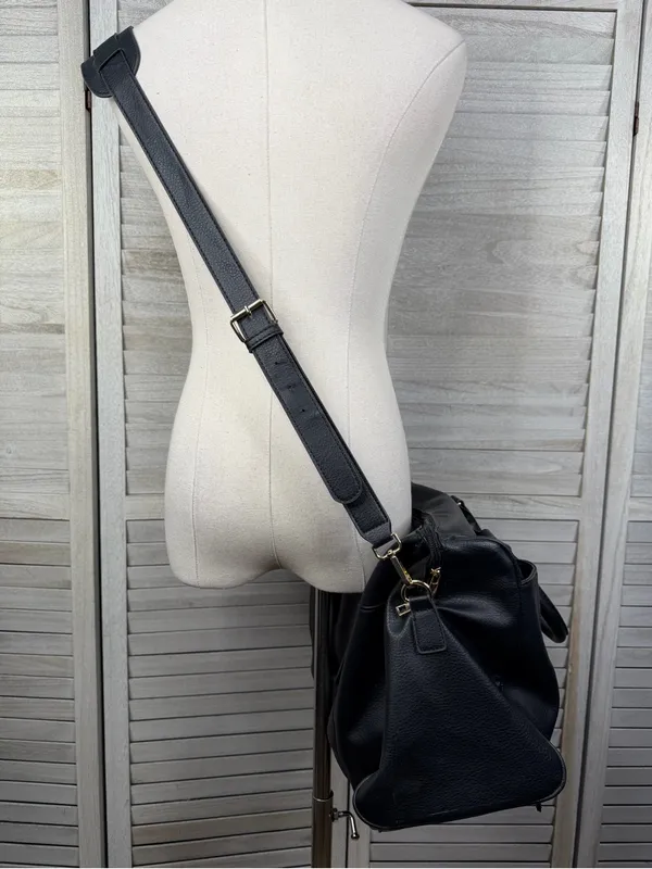 JUSTFAB Black Vegan Leather Weekender Travel Overnight Duffle Bag - Image 3