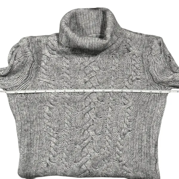 Abercrombie Sweater Wool Angora Cable Knit Turtleneck Y2K Preppy Gray Medium - Image 7