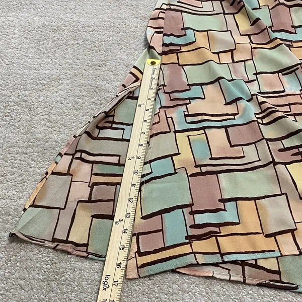 12th Tribe Geometric Block Print Maxi Dress in Beige, Mint & Terracotta Size L - Image 15