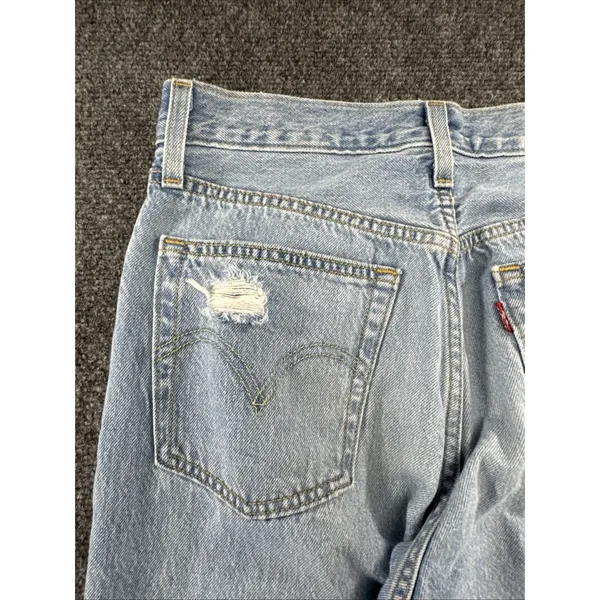 Levi’s 501 Original Jeans Women’s Approx W27 Light Wash Distressed Button Fly - Image 14