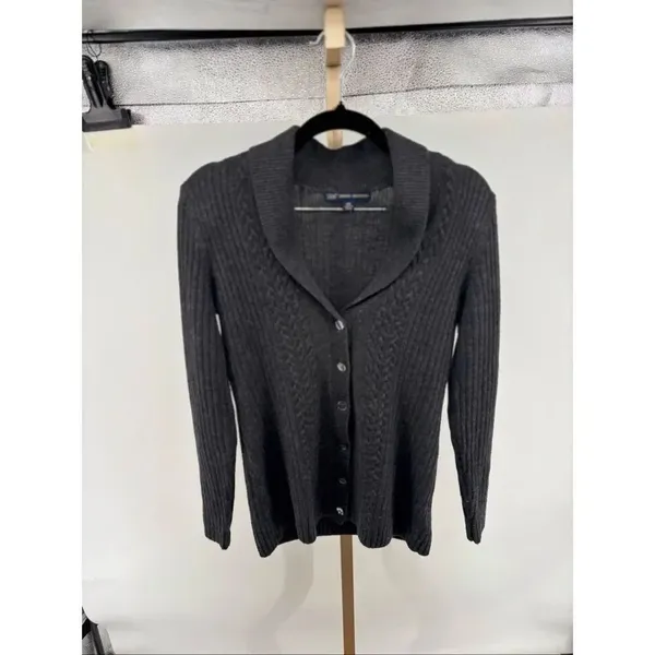 Brooks Brothers 346 Merino Wool Cable Knit Cardigan X-Small Gray Preppy - Image 5