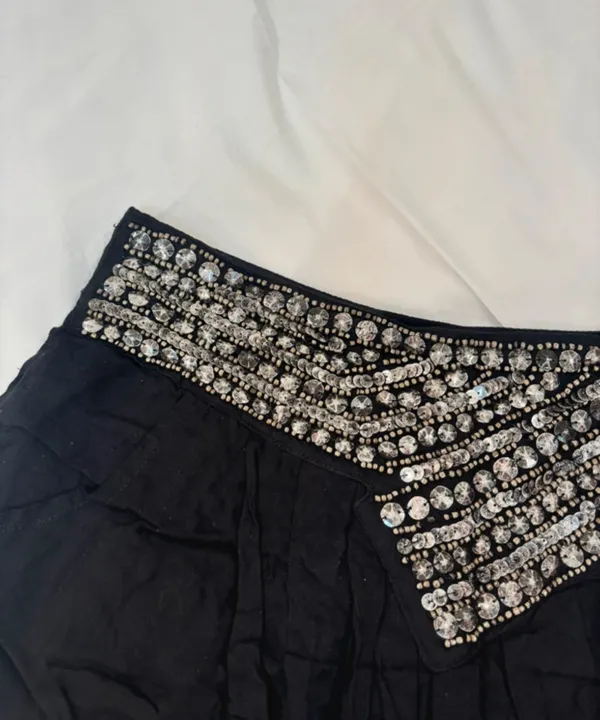 Stradivarius New Collection Black Rhinestone Mini Skirt Size 36 - Image 3