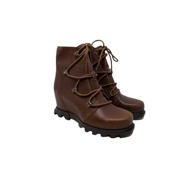 Sorel Joan Of Arctic‎ Wedge III Brown Leather Lace Up Boots Women Size 9 - Image 7