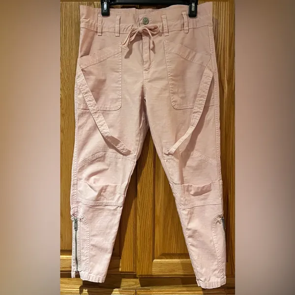 Current/Elliott The Beverly Cropped Tapered Zippered Pants Crystal Pink Size 24‎ - Image 8