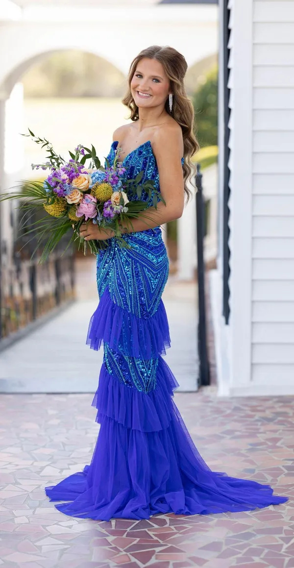 Blue Ashley Lauren Prom dress - Image 2