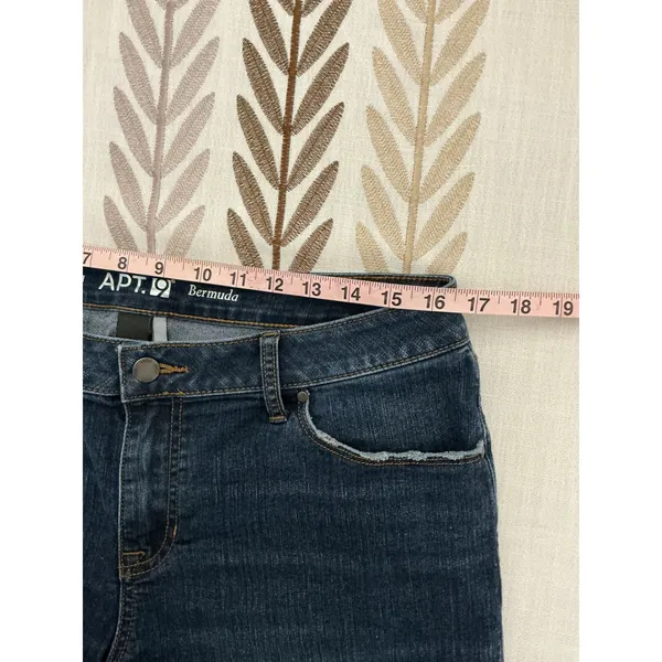 Apt. 9 Bermuda Shorts Size 14 Dark Wash Cuffed Distressed Denim - Image 6