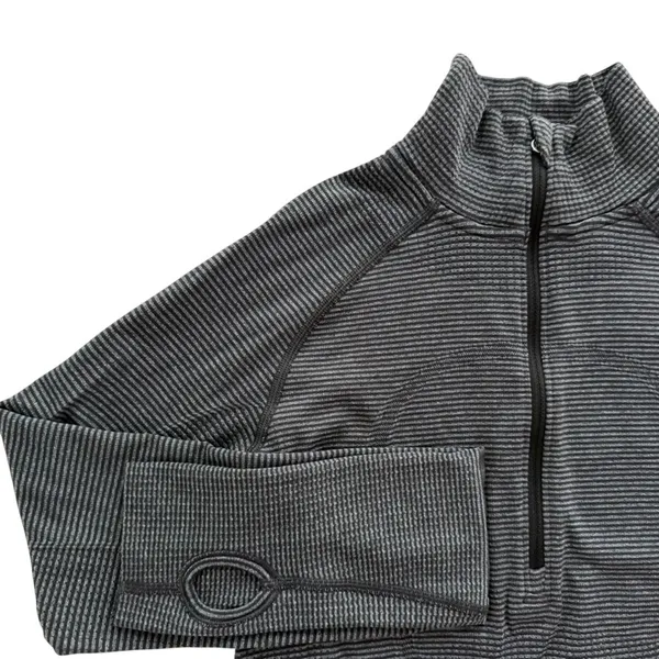 Lululemon Swiftly Mock Neck 1/2 Zip Long Sleeve 6 Black Grey Stripe Run Gym - Image 3
