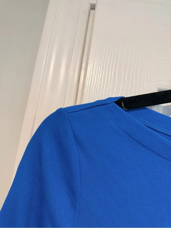 NWOT LRL Lauren Ralph Lauren Size S Blue Boat Neck Cuffed Sleeve Top Cotton - Image 8