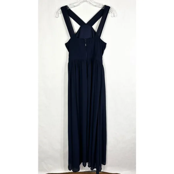 Lulus‎ Small Dress Navy Blue Maxi Floor Length Sleeveless Chiffon Zip Lined 184 - Image 2