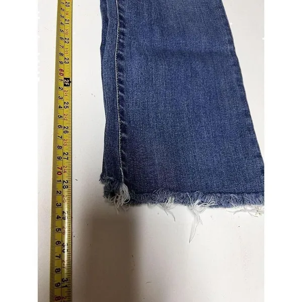 Arizona Jeans Womens Size 5 High Rise Flare Jeans Raw Hem Medium Wash Blue - Image 5