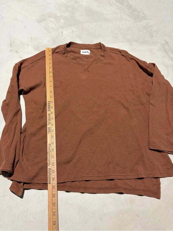 PACT Brown Long Sleeve Crewneck shirt medium organic cotton - Image 5