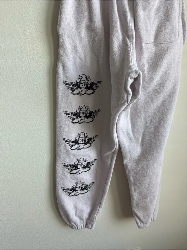 Boys Lie Room to Grow Terry Cloth Sweatpants White Rhinestone Graphic Joggers XS - Image 8