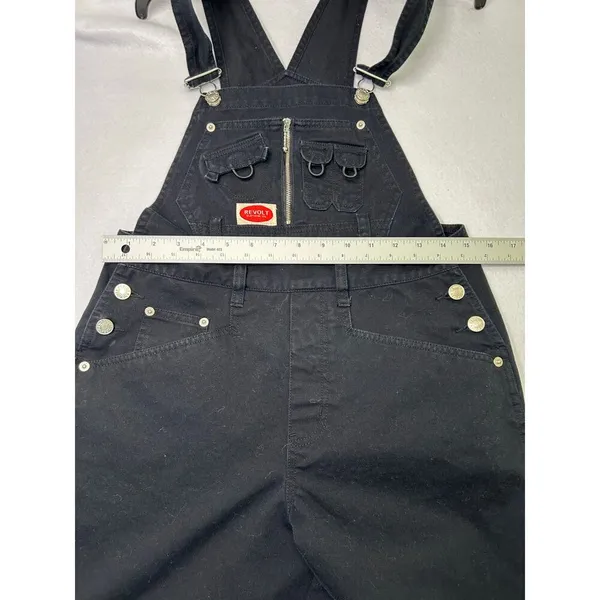 Revolve Plus Size Women's Juniors Black Baggy Straight Leg Overalls Size S - Image 7