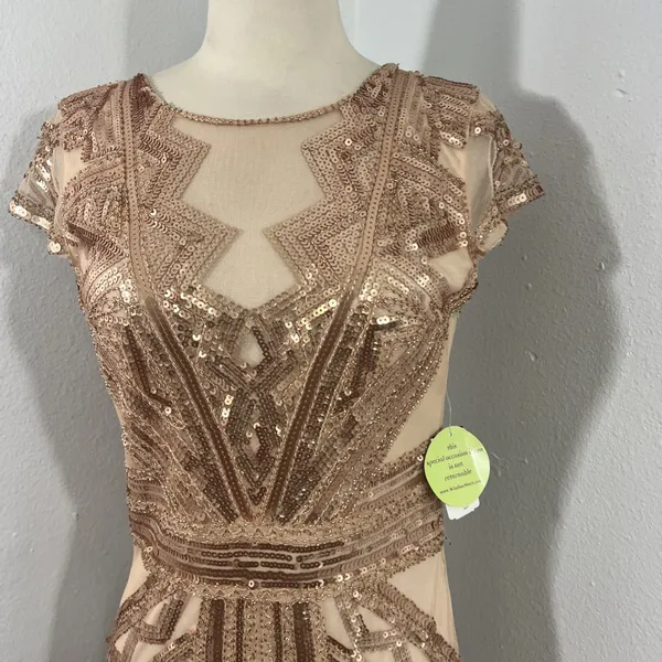 NWT Windsor Rose Gold Sequin Mesh Mini‎ Dress - Image 2