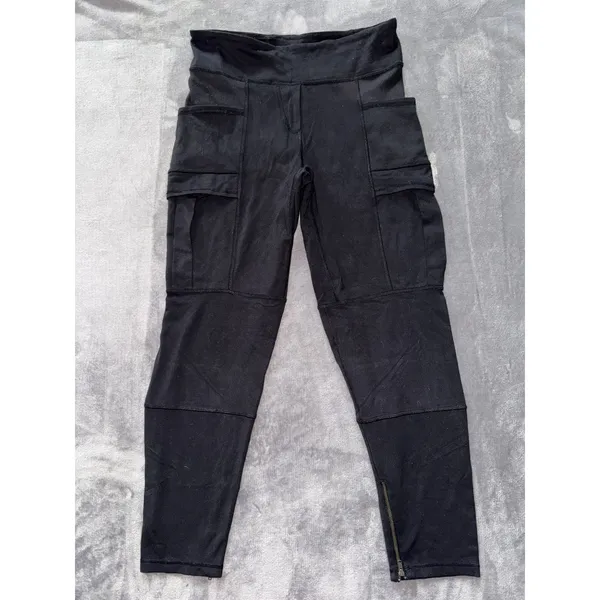 Lululemon Women's Black Cargo Leggings High Rise Zip Pockets Sz 8 - Image 4