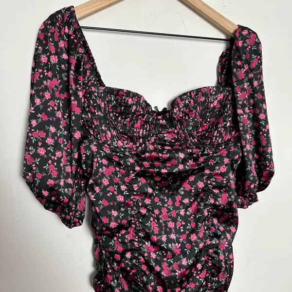 For Love & Lemons - Black Melrose Cocktail Satin Bodycon Mini Dress - Image 4