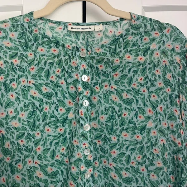 Roller Rabbit Cerro‎ Green Floral Dress Long Sleeve Curtis Maxi - Image 2