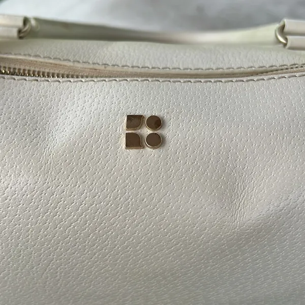 Vintage Y2K Kate Spade White Leather Barrel Satchel Handbag - Image 3