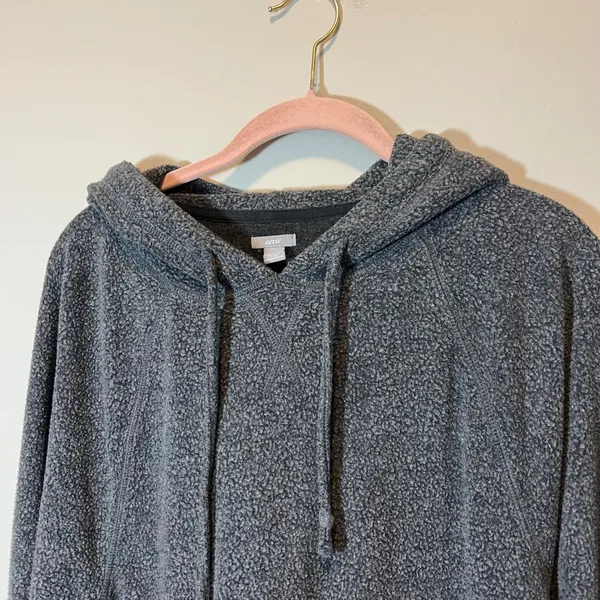 Aerie Women's Charcoal‎ Gray Boucle Fleece Pullover Hoodie Sweatshirt Large - Image 2