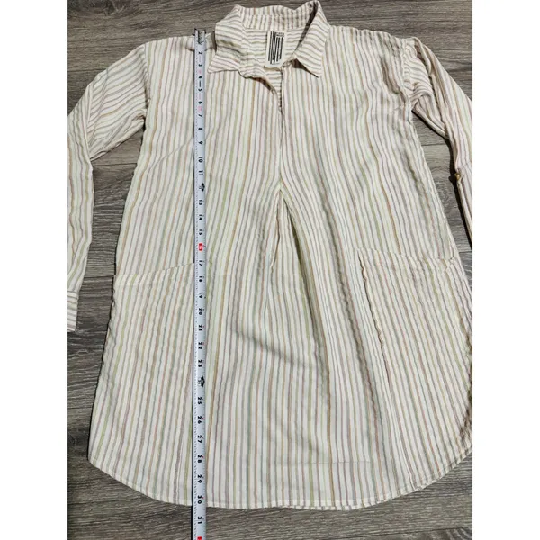 Free People Striped Tunic Shirt‎ Womens XS Long Sleeve Boho Split Neck Pullover - Image 7