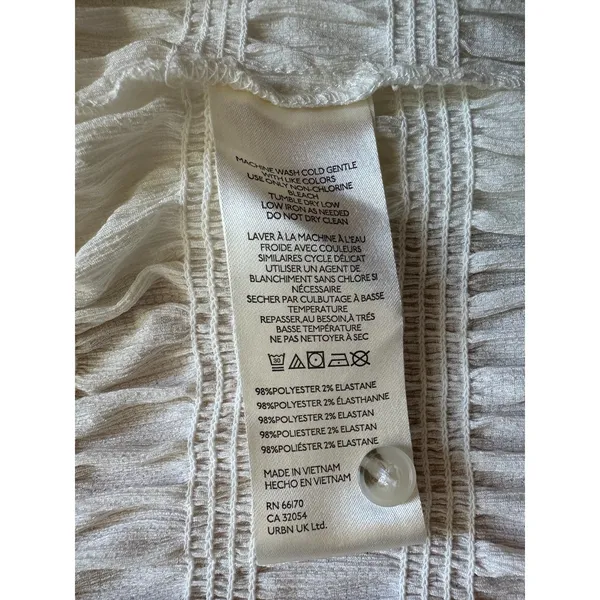 Anthropologie Maeve Smocked Button-Front Top Vanilla White Medium - Image 8