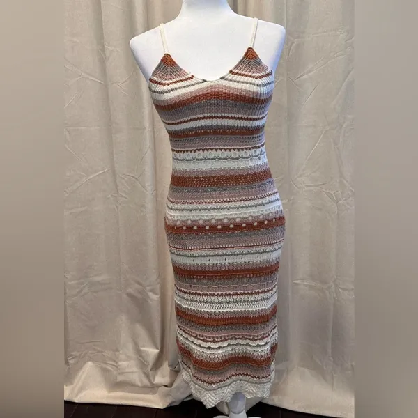 Boho Knit Midi Dress /Fall‎ Crochet Style Perfect for Thanksgiving Gatherings 🍂 - Image 7