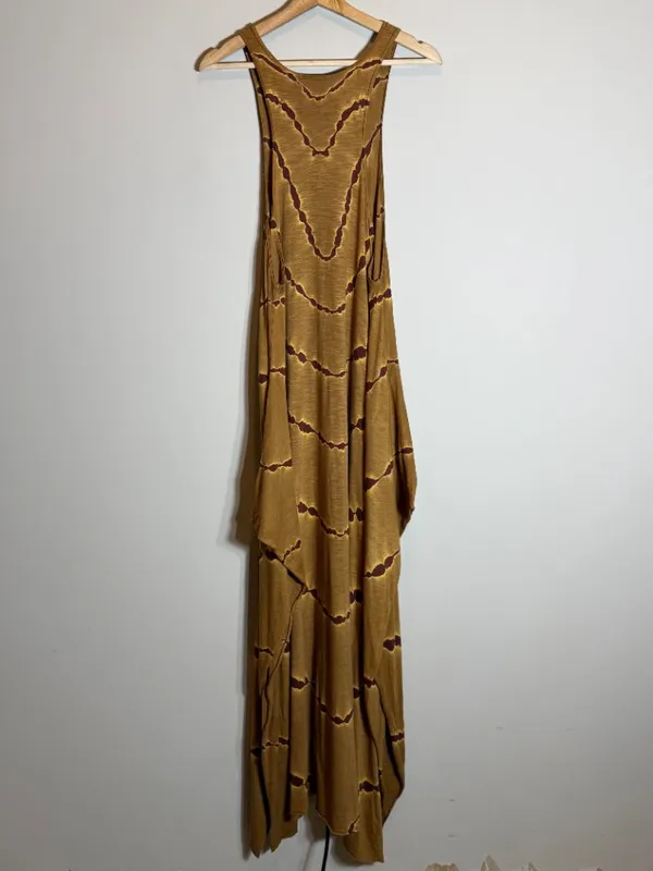 Free People Tie Dye Maxi Dress Women's Small Tan Brown Hippie Festival Boho Chic - Image 11