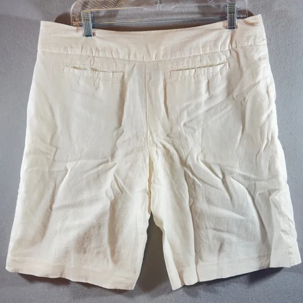 19 | Coastal Summer Resortwear Linen Blend Bermuda Shorts Arctic White Womens 14 - Image 2