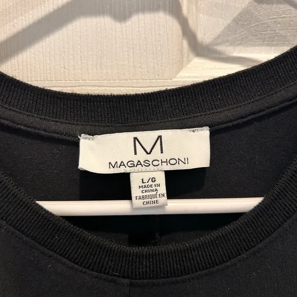 Magaschoni Black Sleeveless Cotton Spandex Midi Dress Womens Large Crew Neck‎ - Image 2