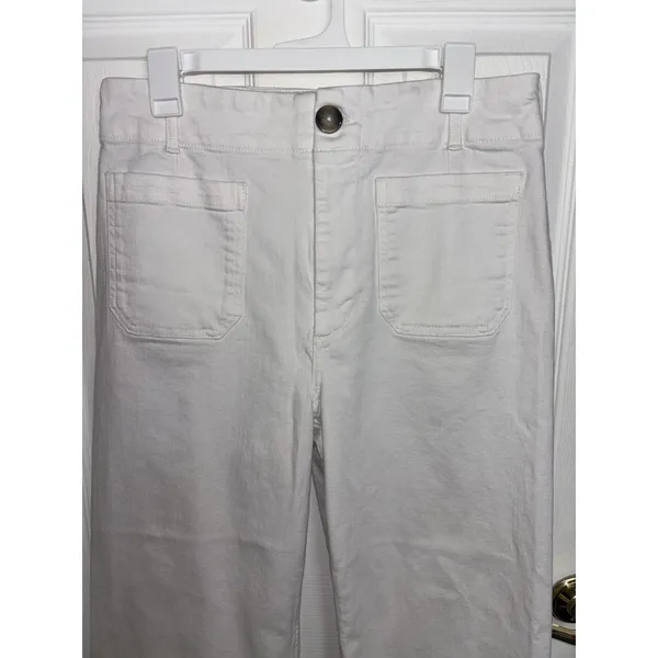 Anthropologie Maeve Colette White High Rise Wide Leg Cropped Pants 31 - Image 5