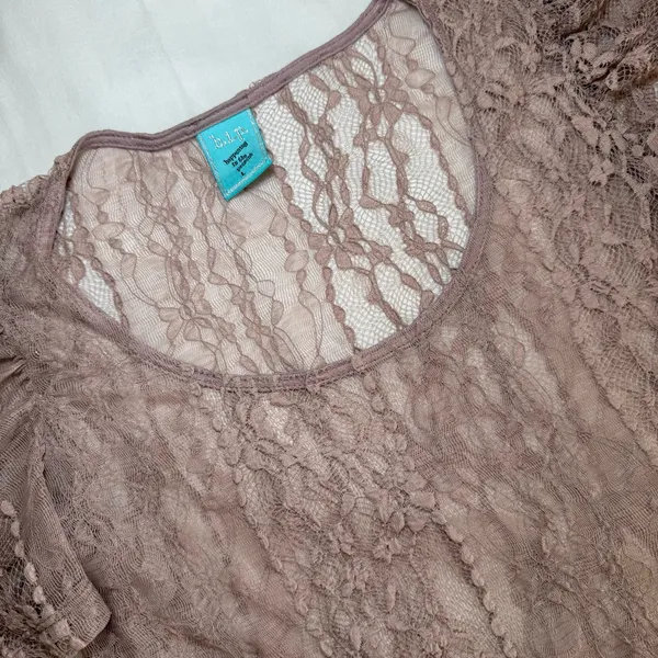 Vintage Y2K Sheer Boho Fairy Top Large Lace Ballet Coquette Dainty layering - Image 2