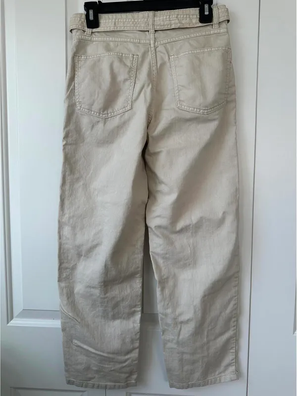 Mango Slouchy Jeans with Hem and Belt Off White Size 4 - Image 5