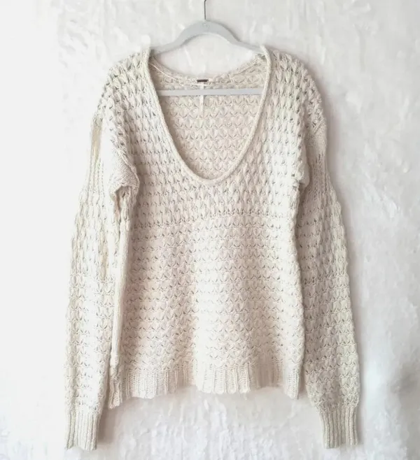 Free People Crashing Waves Pullover Sweater Cream - Image 3