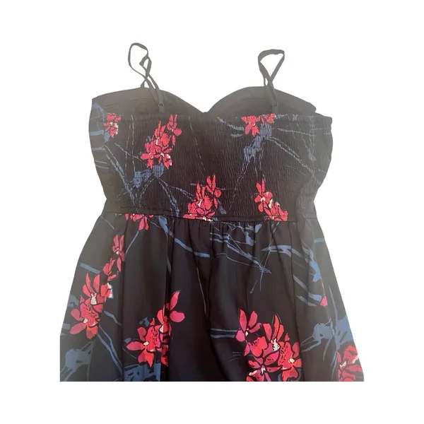 Band of Gypsies Moissanite Floral Wide Leg Jumpsuit Black Red Pink Womens‎ M - Image 4