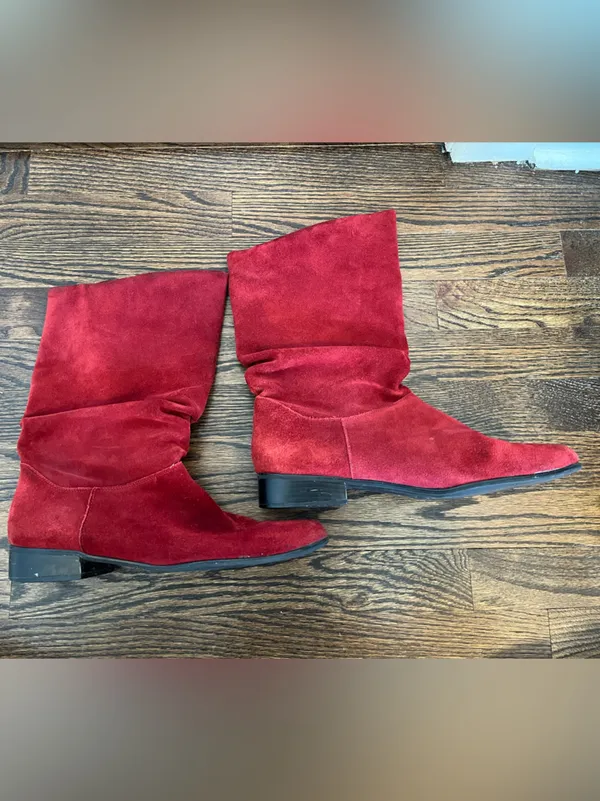 St. John's Bay Red Leather Suede Slouch Boots Women’s 11 boho western - Image 2