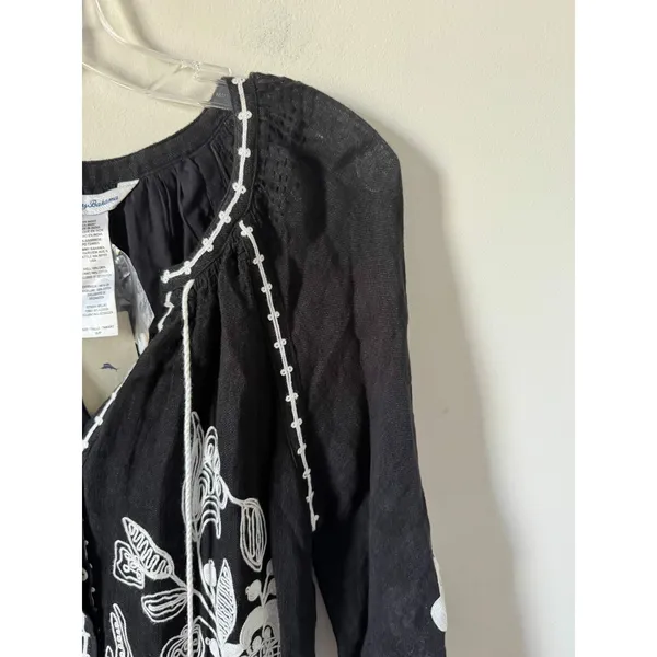 Tommy Bahama Swim Linen Tropical Cover Up Black White Size Small NEW - Image 5