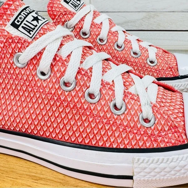 Converse Chuck Taylor All‎ Star Ox Textured Canvas Sneakers Coral Ultra Red 8 - Image 7