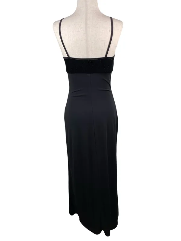 Vintage Y2K Byer Too Sparkly Black Velvet Top Maxi Slip Dress Small Whimsigoth - Image 2