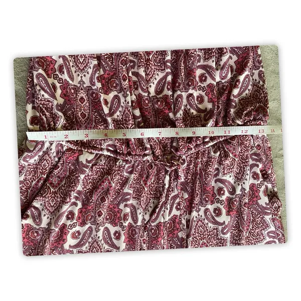 Maurices Womens M Paisley Wide Leg Cropped Jumpsuit Burgundy Boho - Image 6