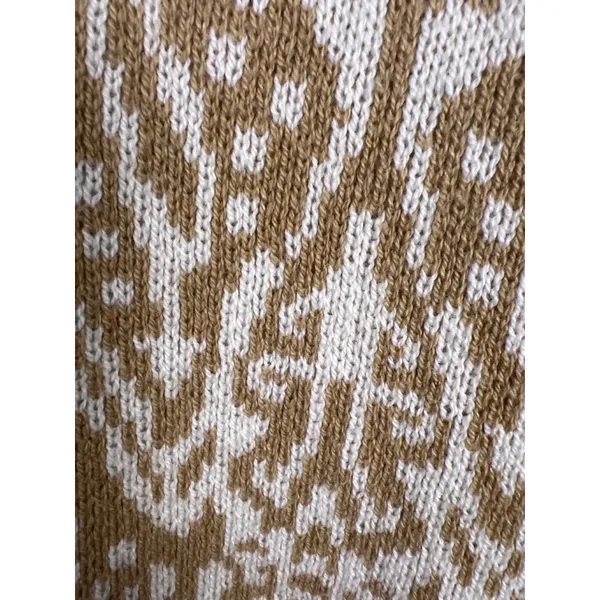 Women's Lucky Brand Tan White Patterned Fringe Cardigan M Boho Festival - Image 5