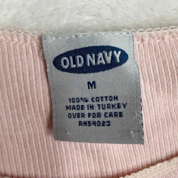 Y2K Vintage Old Navy Size M Long Sleeve Pink Frosty Ribbed Graphic Top 427411 - Image 7