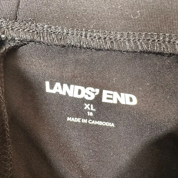 Lands End Black Wide Leg Cropped Knit Pants XL 18 High Rise Cotton Modal Stretch - Image 4