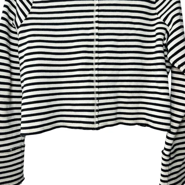 Free People Striped Knit Blazer Jacket M Black White Nautical Y2K Inspired - Image 8