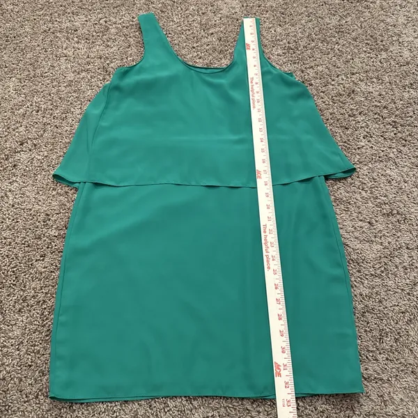 Amanda Uprichard Tie Front Overlay Dress Green Sleeveless Layered Poly Crepe 8 - Image 8
