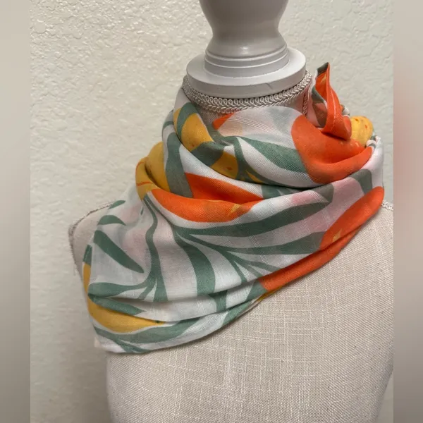 Orange 🍊 Citrus Patterned Scarf Sarong Wrap - Image 6