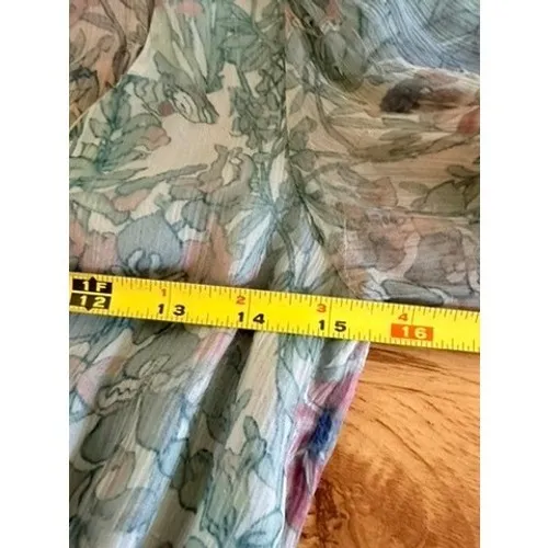 LoveShackFancy Floral Smocked Waist Tiered Midi Dress Sage Green XS - Image 7